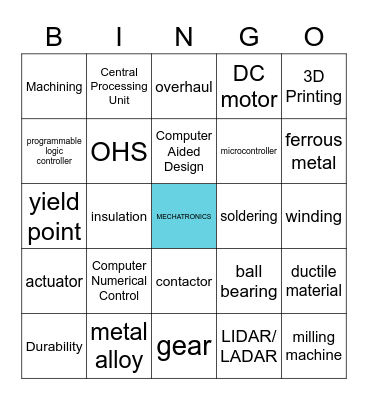 Mechatronics Bingo Card