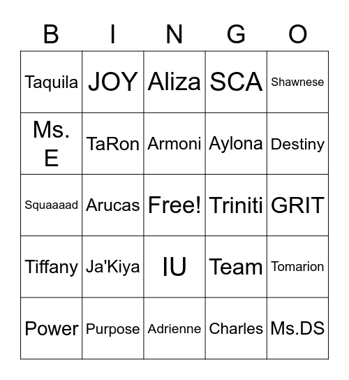 IUB Bingo Card