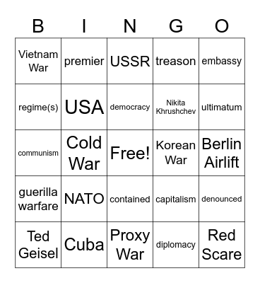 Social Studies Bingo Card