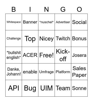 All Hands Februar Bingo Card