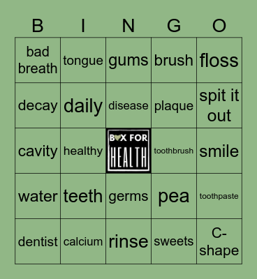 Oral health bingo Card