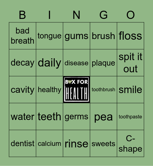 Oral health bingo Card