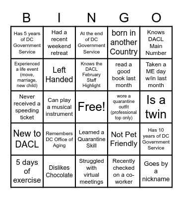 DACL Bingo Card