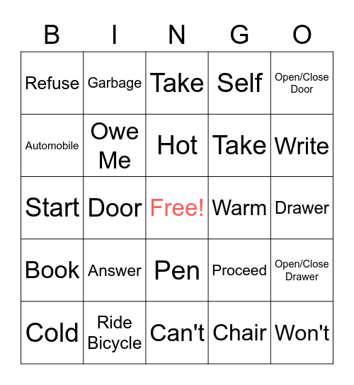 ASL Bingo Card