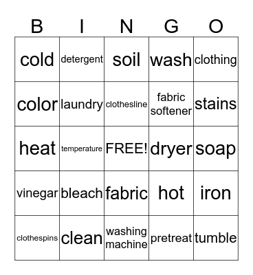 Laundry Day Bingo Card