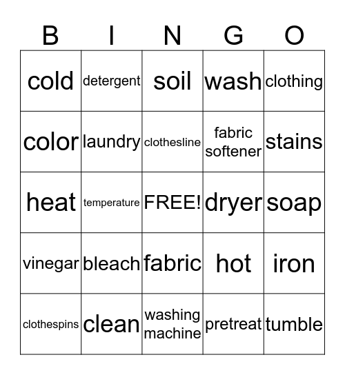 Laundry Day Bingo Card