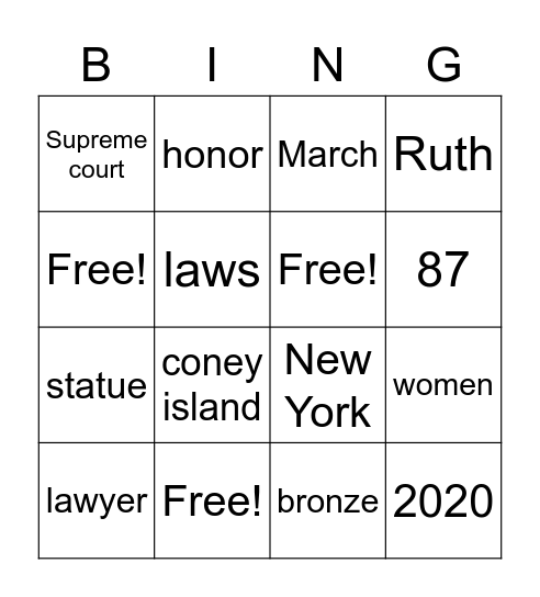 Women's history month Bingo Card