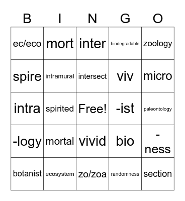 Honors #6 Bingo Card