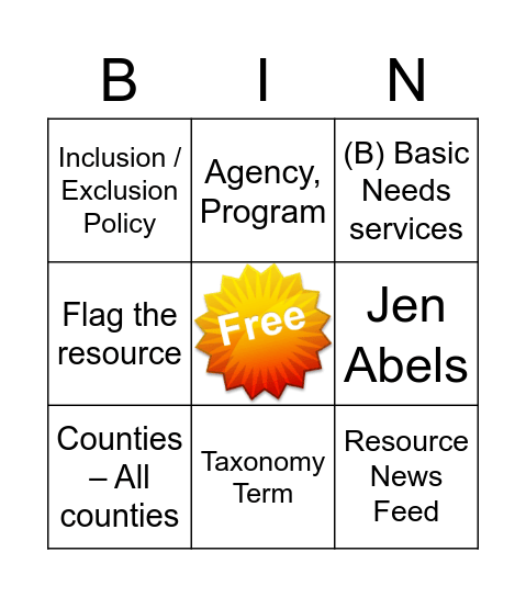 Database Bingo Card