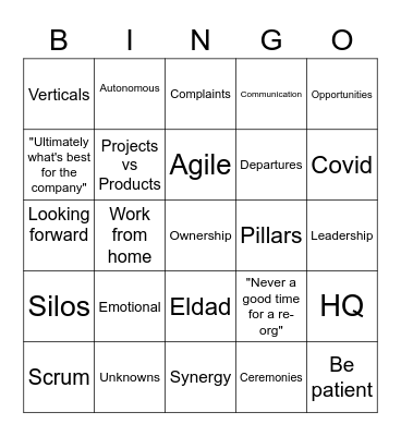 Townhall Bingo Card