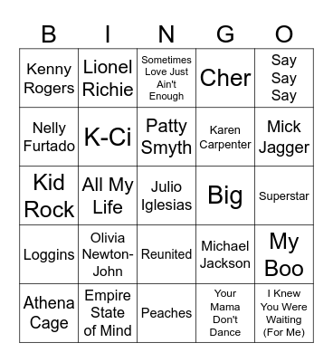 Duets!! Bingo Card