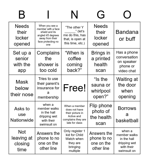 Y-BINGO Card