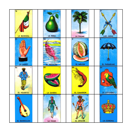Loteria Bingo Card