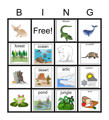 Habitats Bingo Card