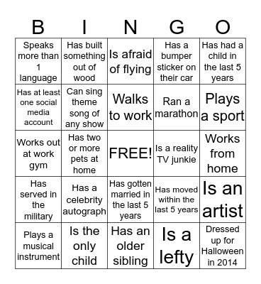 ng LMTravel Bingo Card
