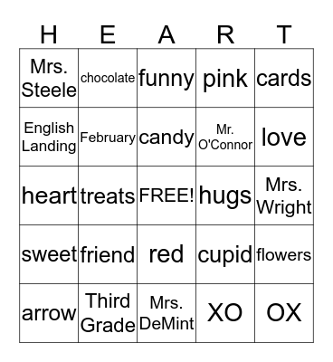 Friendship Party Bingo Card