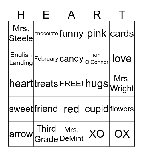 Friendship Party Bingo Card