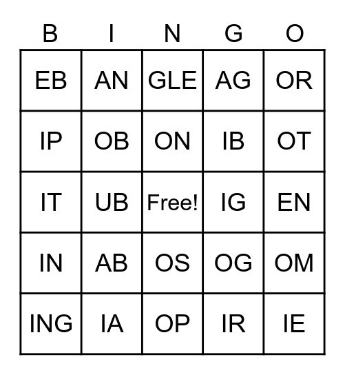 Card 1 Bingo Card