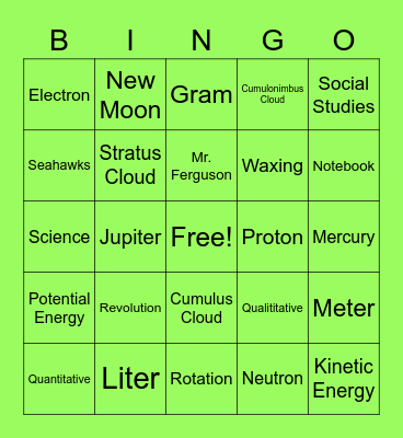 Grubbs Science Bingo Card