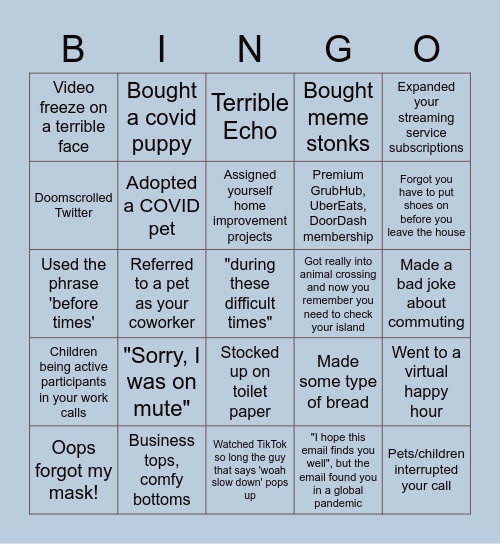 TargetSmart Quarantine Bingo Card