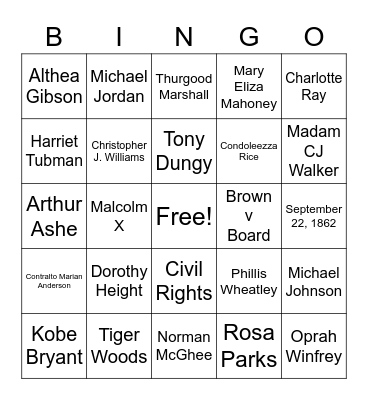 BHM BINGO! Bingo Card