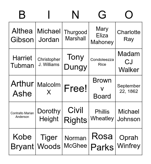 BHM BINGO! Bingo Card