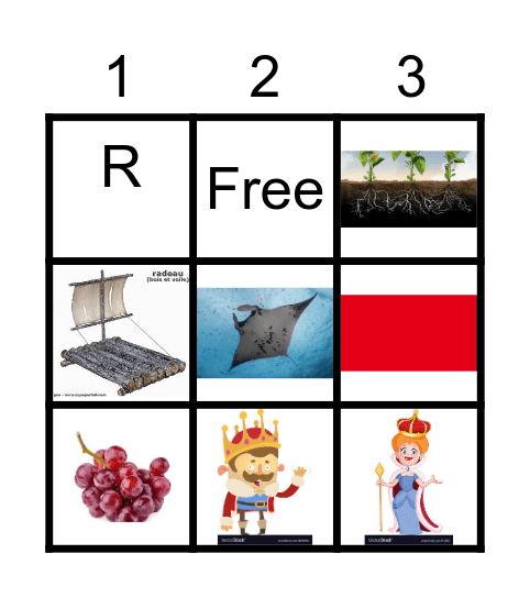 Letter R Bingo Card