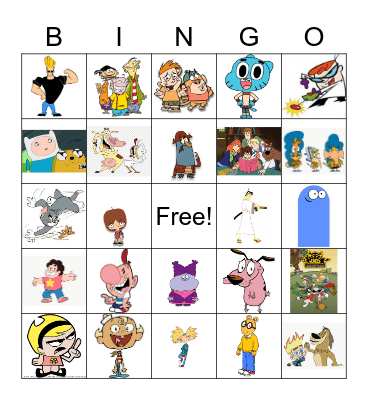 Nostalgic Cartoon Bingo Card
