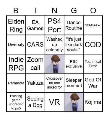 Sony Bingo Card