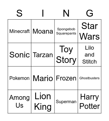 Music Bingo Card