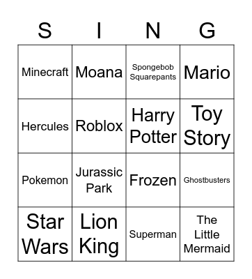 Music Bingo Card