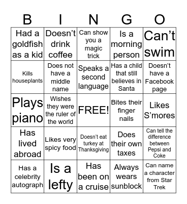 Finance Mixer 2015 Bingo Card