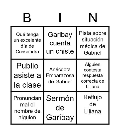 Bingo Grupo 1 Bingo Card