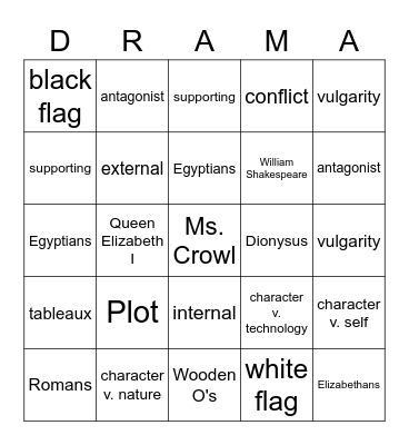 Drama Bingo Card