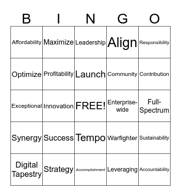 Buzzword Bingo Card