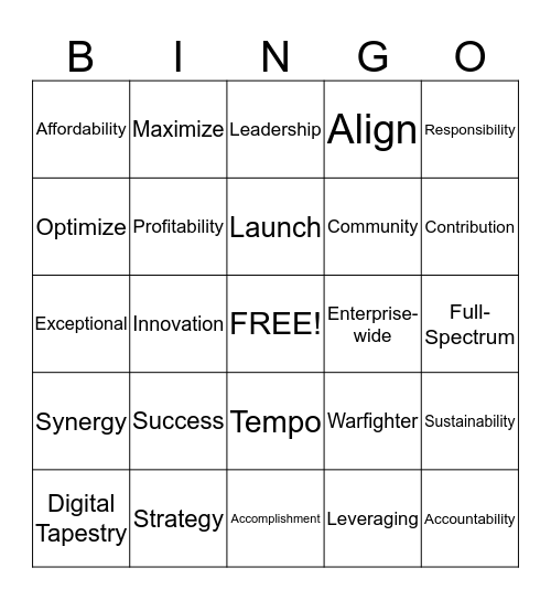 Buzzword Bingo Card