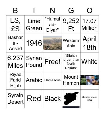 Syria Bingo Card