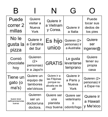 Bingo de personas 1er 2021 Bingo Card