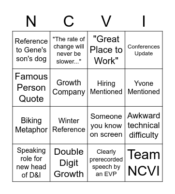 All Company Meeting Bingo Card