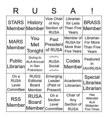 Get signatures for every square and turn it in for a raffle drawing! Bingo Card