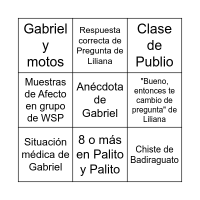 Lotería Grupo I Bingo Card