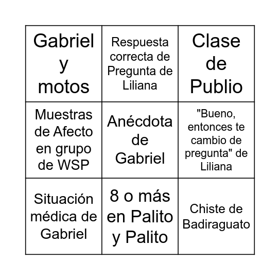 Lotería Grupo I Bingo Card