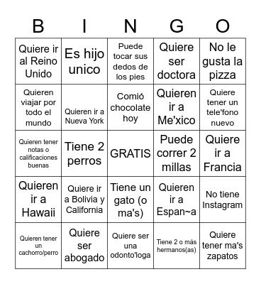 Bingo de personas 3er 2021 Bingo Card