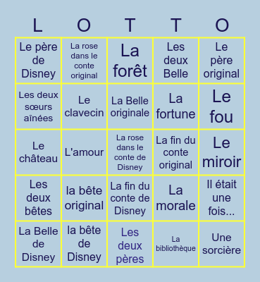 La Belle et La Bête Bingo Card