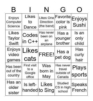 Ice Breaker BINGO Card