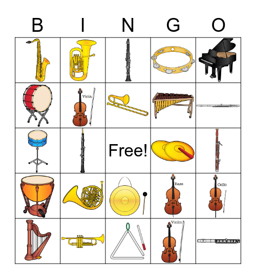 Instrument Bingo Card