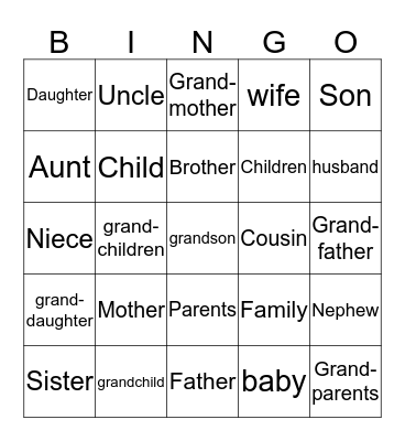 Family BINGO Card