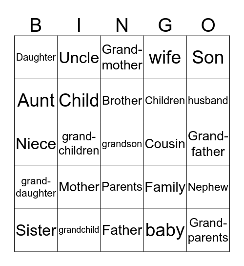 Family BINGO Card