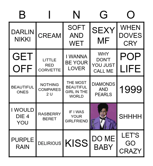 ALL ABOUT PRINCE Bingo Card