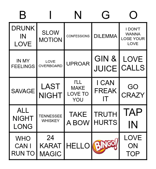 KAMIKAZI KARAOKE             225-21 Bingo Card